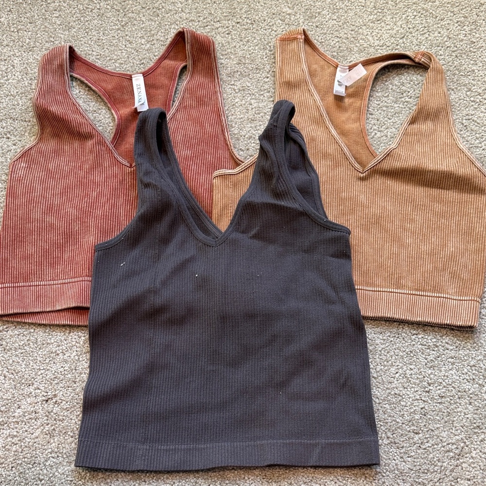 Stylish Women's Ribbed Tank Tops - Black, Brown, and Tan